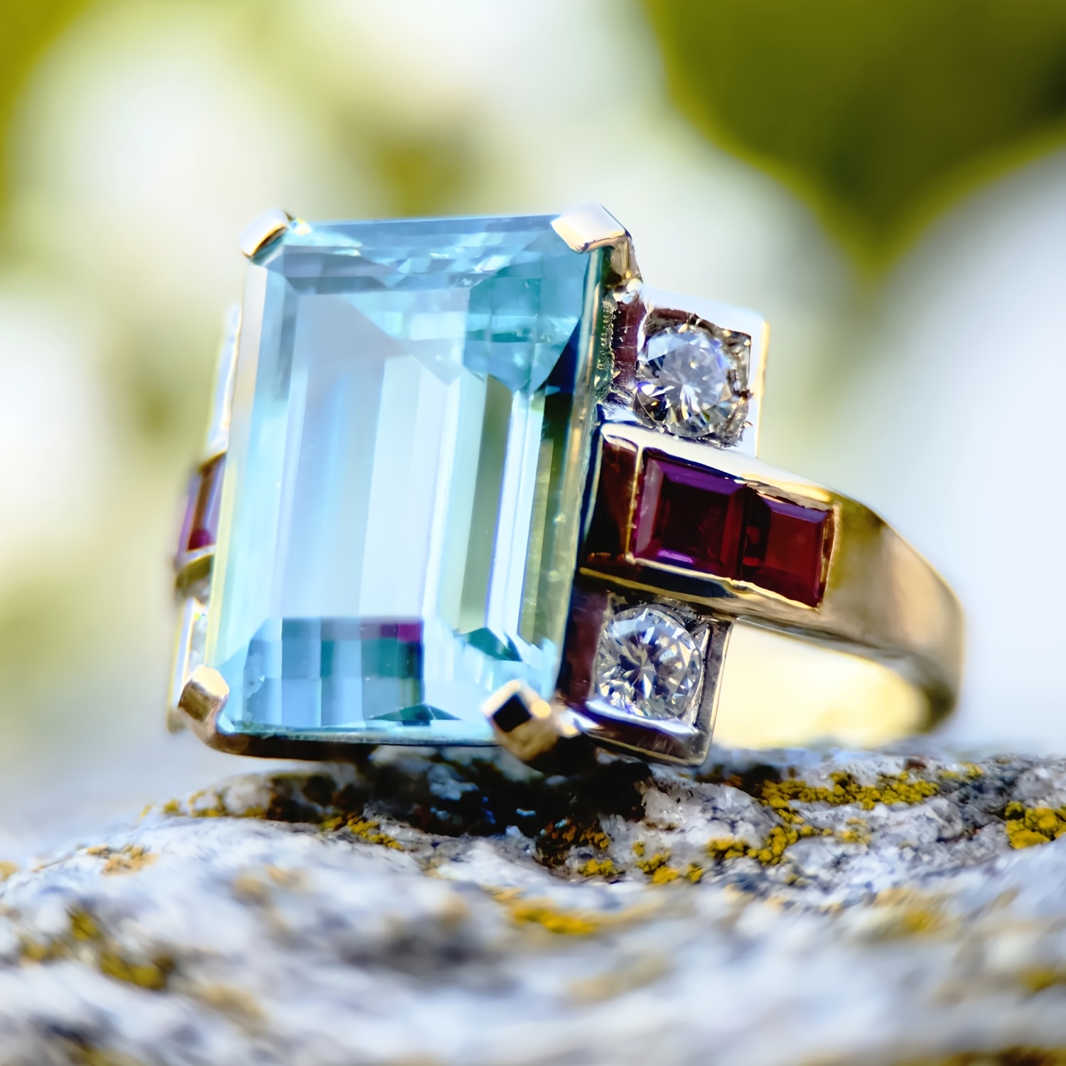 18K Gold-Plated Square Synthetic Zirconia Vintage Wedding Ring